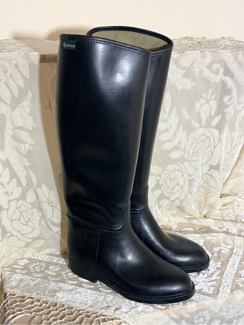Aigle Black Classic Tall Rain Boots